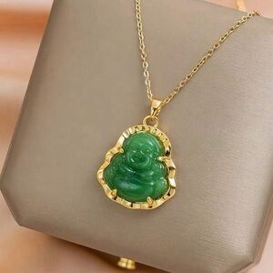 GREEN BUDHA NECKLACE  JADE